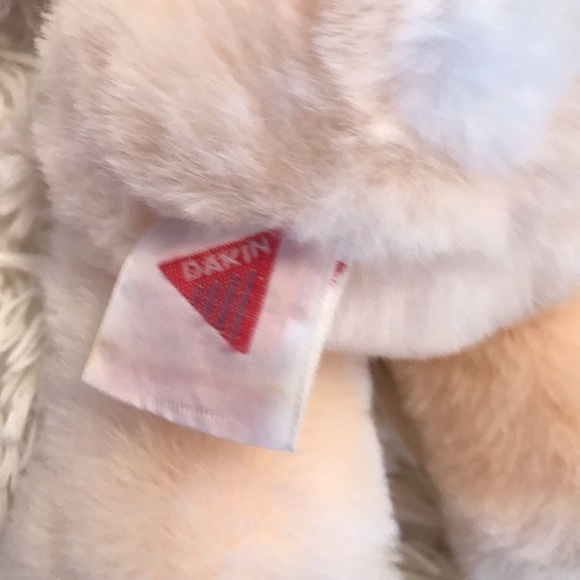 Vintage Dakin Bunny rabbit plush stuffed animal big eared bunny peach satin ears - Picture 4 of 5